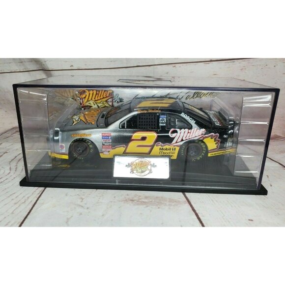 Rusty Wallace Miller #2 Goodyear Diecast Model Race Car with Display Case - Picture 2 of 12